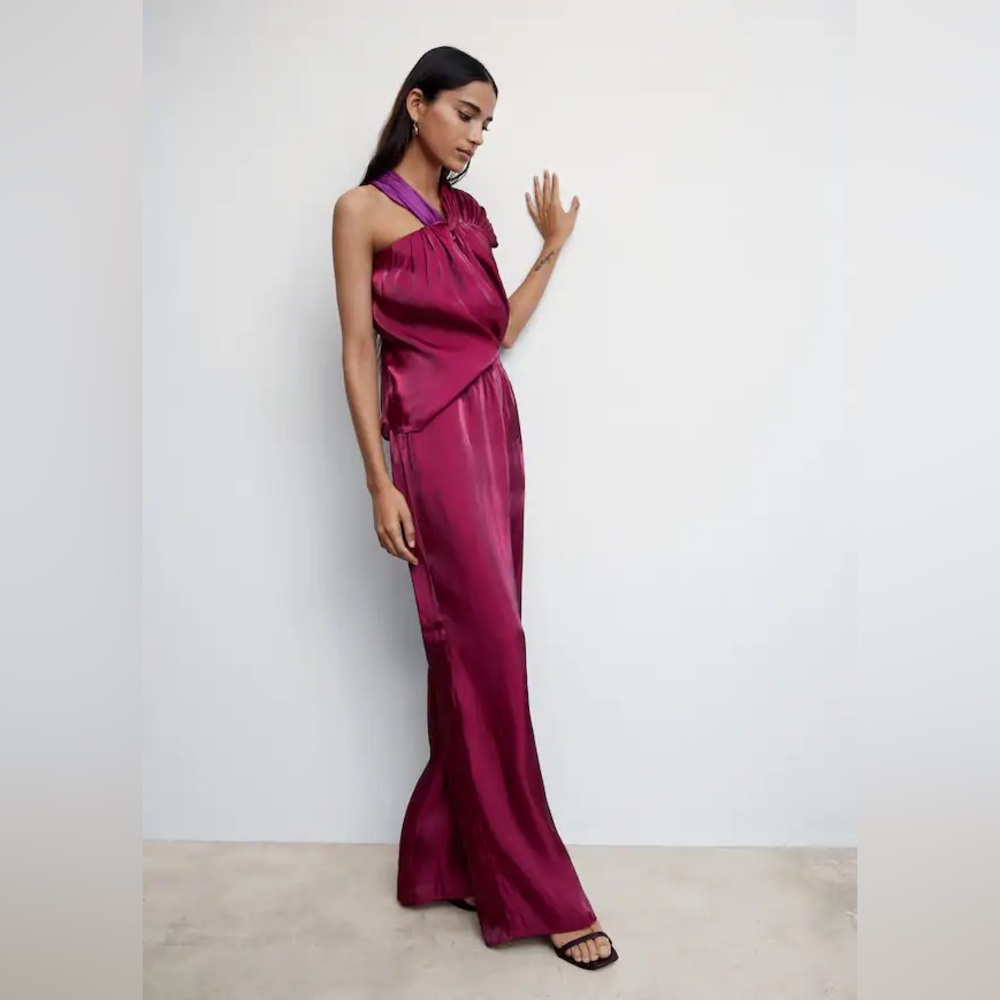 BRAND NEW, Mango Satin Palazzo Pants, Size 4/S